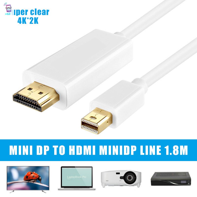 MG 6FT 1.8M 4K*2K Thunderbolt Mini DisplayPort Display Port DP To HDMI Adapter Cable For Apple Macbook Pro Air @vn