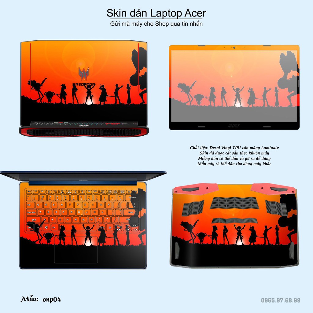 Skin dán Laptop Acer in hình One Piece (inbox mã máy cho Shop)