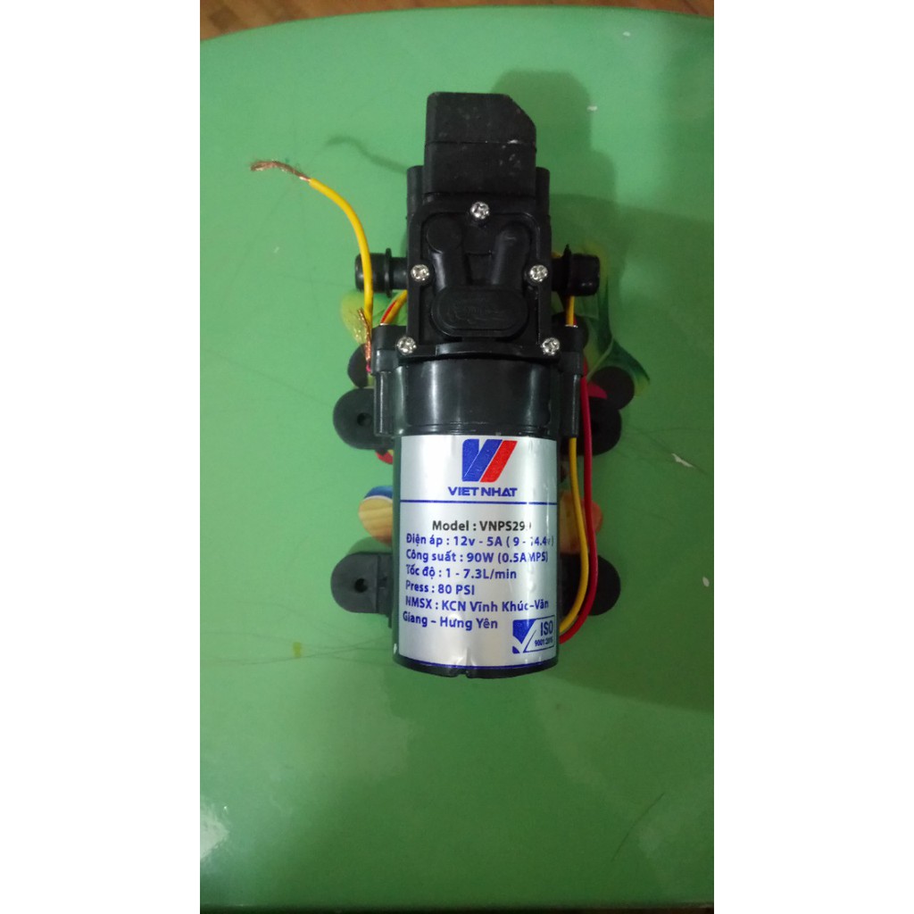 Bơm mini 12V 90W (màu đen) phun sương, rửa xe, tăng áp máy giặt, nóng lạnh .