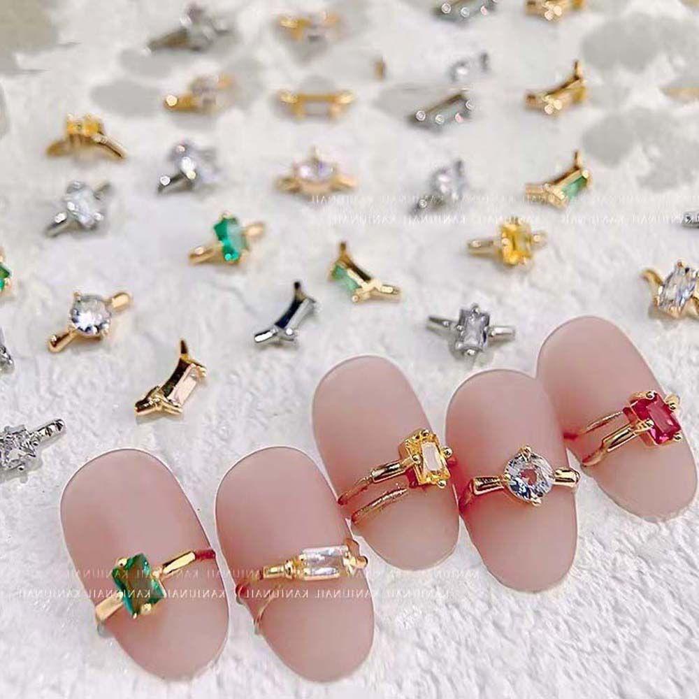 Hộp Phụ Kiện 3D Trang Trí Móng Tay|Phụ Kiện Trang Trí Móng Tay Xinh Xắn|Nhẫn Đính Đá Zircon Trang Trí Móng Tay Charms