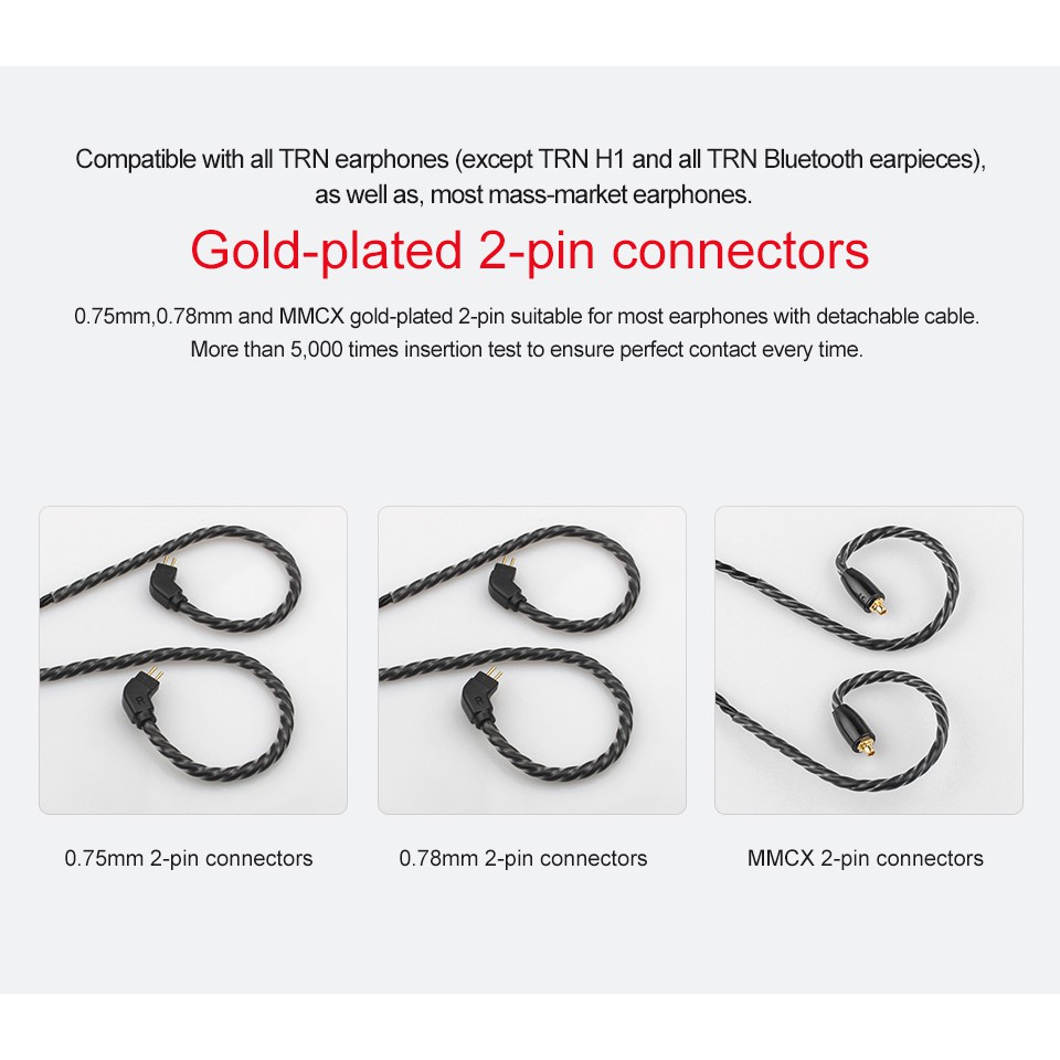 Dây Cáp Mạ Bạc Trn A3 6 Lõi Tai Nghe Mmcx / 2pin