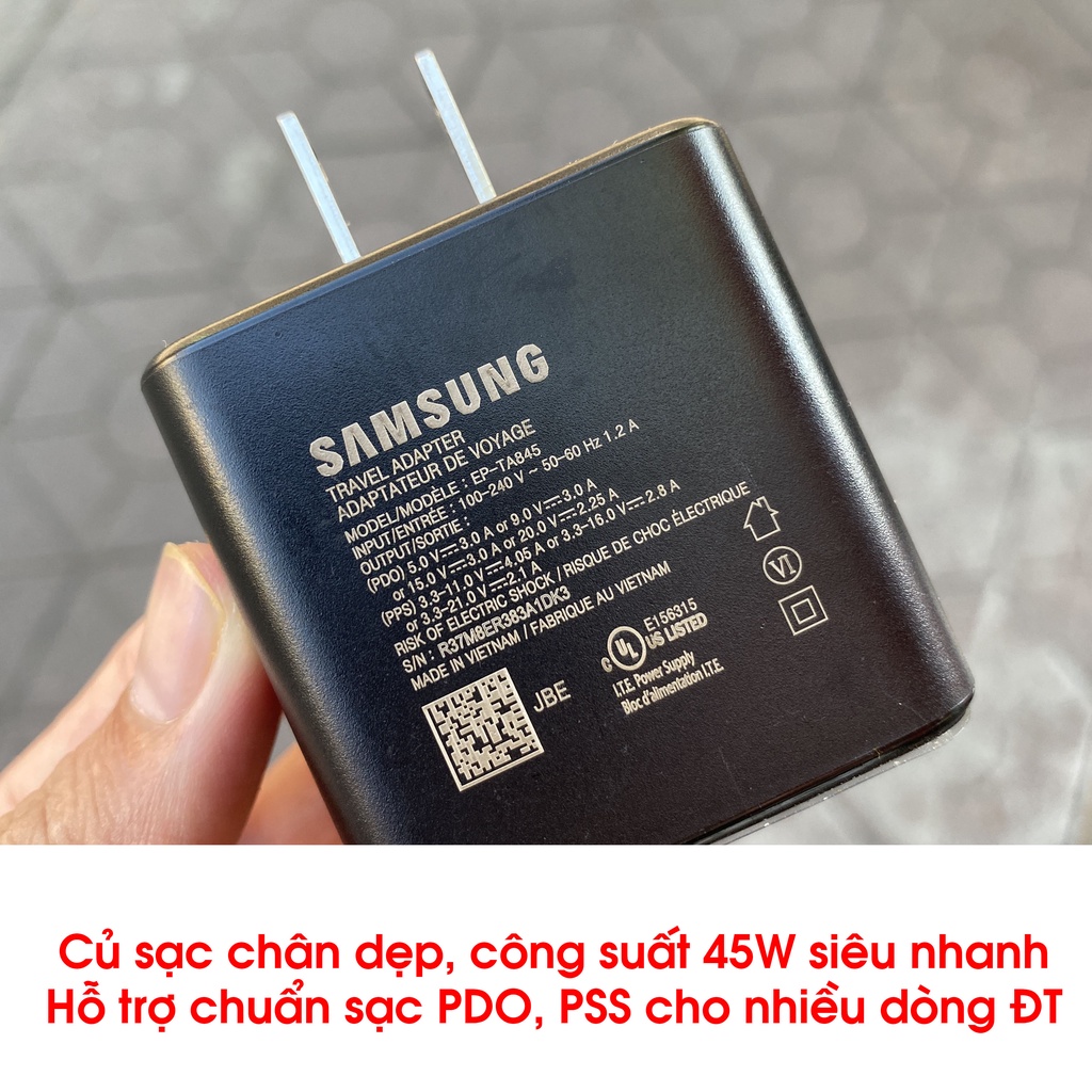 Bộ sạc samsung 45W, Cáp sạc 5A to, Sạc nhanh chuẩn PD, PSS cho điện thoại