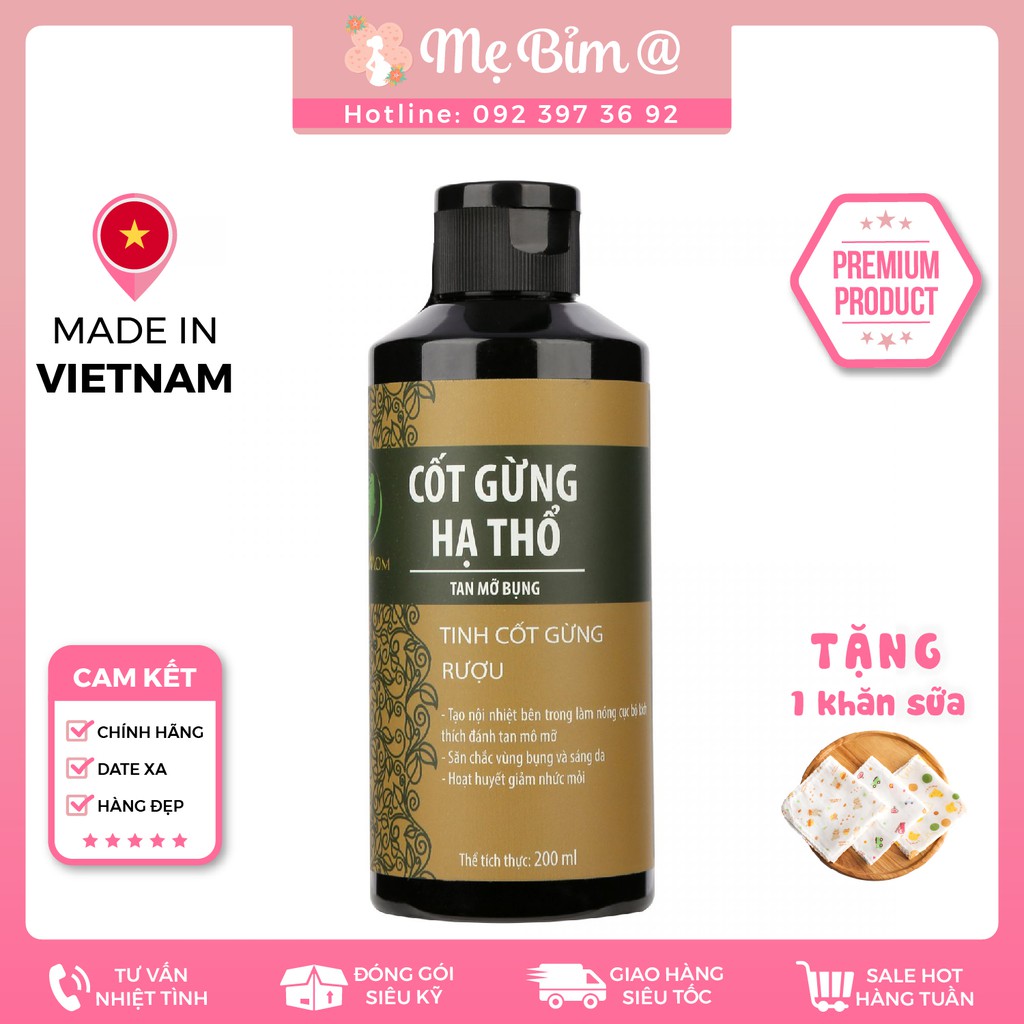 Cốt Gừng Hạ Thổ WONMOM đánh tan mỡ bụng, săn chắc vòng eo, sáng da, mờ các vết rạn, thâm 200ml | BigBuy360 - bigbuy360.vn