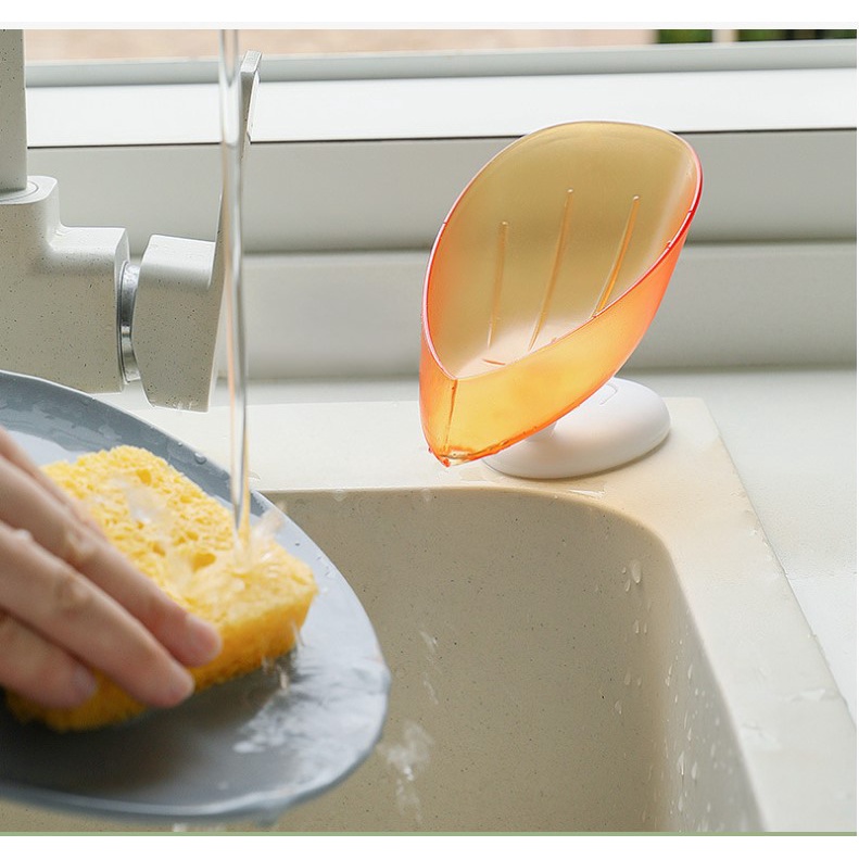 Hộp đựng xà phòng hình chiếc lá thiết kế độc đáo tiện dụng, khay đựng xà bông cho bồn rửa, nhà tắm, nhà vệ sinh