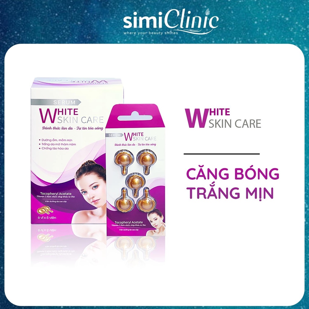 Serum trắng da White Skin Care tinh chất dưỡng cấp ẩm căng mịn chống lão hoá da mặt cổ khô dầu mụn nhạy cảm mờ nám