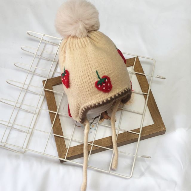 Mũ Len Quả Dâu  Cho Bé 1Tuổi - 4 Tuổi