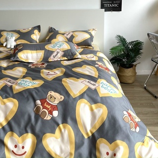 BỘ DRAP - CHĂN PHAO COTTON POLY GẤU TIM
