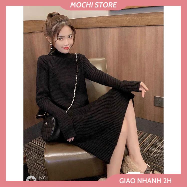 Váy Len Nữ Dáng Suông, Đầm Len Tăm Cổ Lọ Cao Cổ Giữ Nhiệt Nhiều Màu Basic Form Rộng Hàng Quảng Châu Cao Cấp Style Hàn Qu | BigBuy360 - bigbuy360.vn