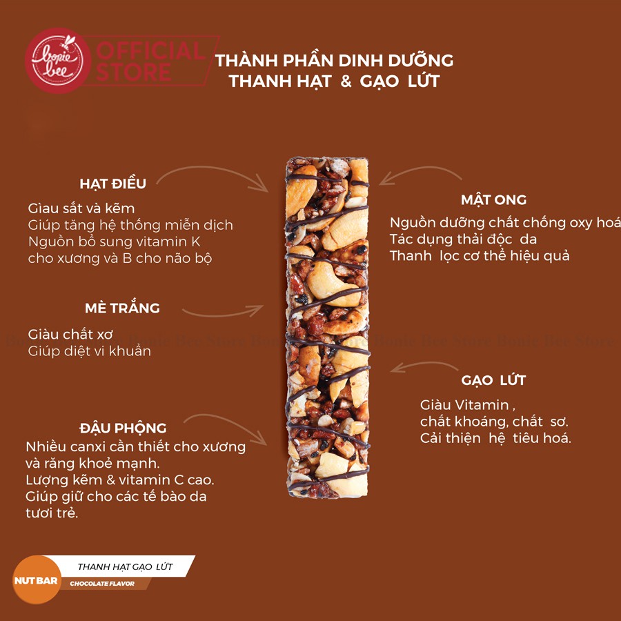 [BÁNH ĂN KIÊNG GIẢM CÂN] Thanh Ngũ Cốc Dinh Dưỡng Gạo Lứt  Và Các Loại Hạt Điều Đậu Phộng Mè – FITTO Chocolate Bar 35g