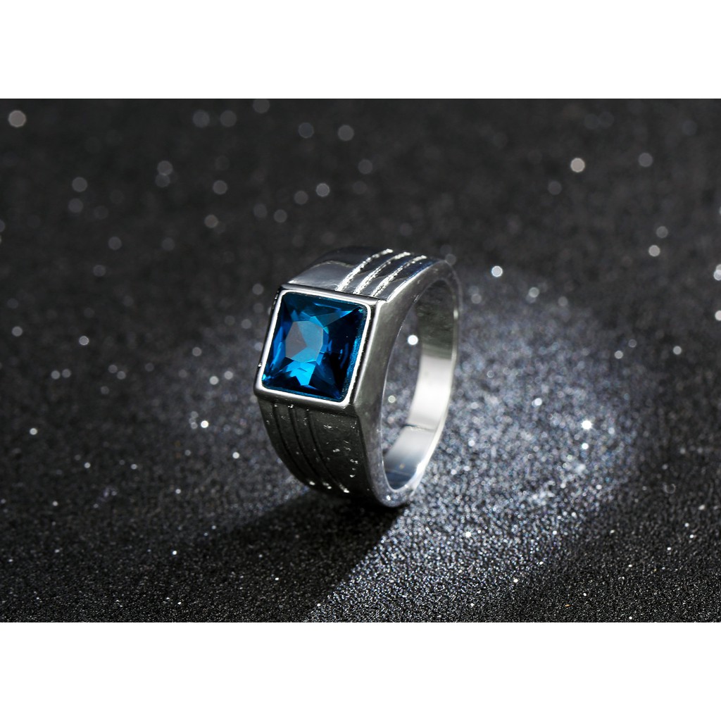 925 silver sapphire men's ring