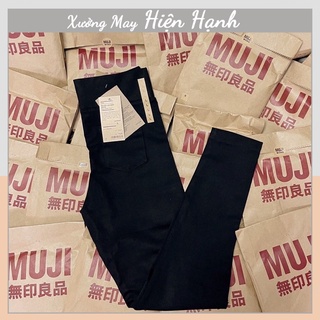 Quần legging nữ đen cạp cao gen bụng chất dày full túi giấy Mu ji Hiện hạnh combo quà tặng kẹo