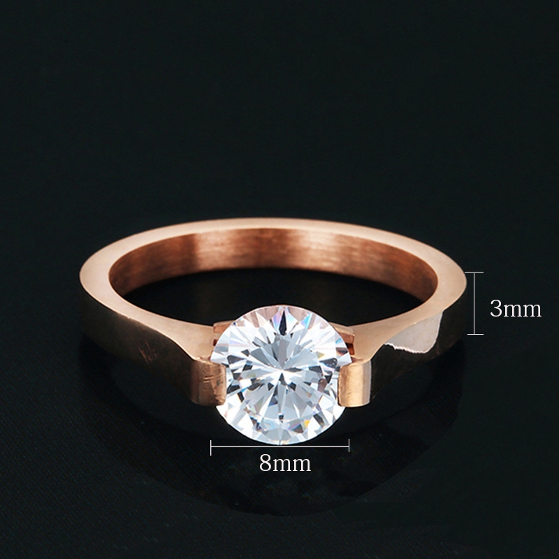 Large narrow circle titanium steel ring zirconium Miss Shi air retro jewelry diamond engagement ring fashion