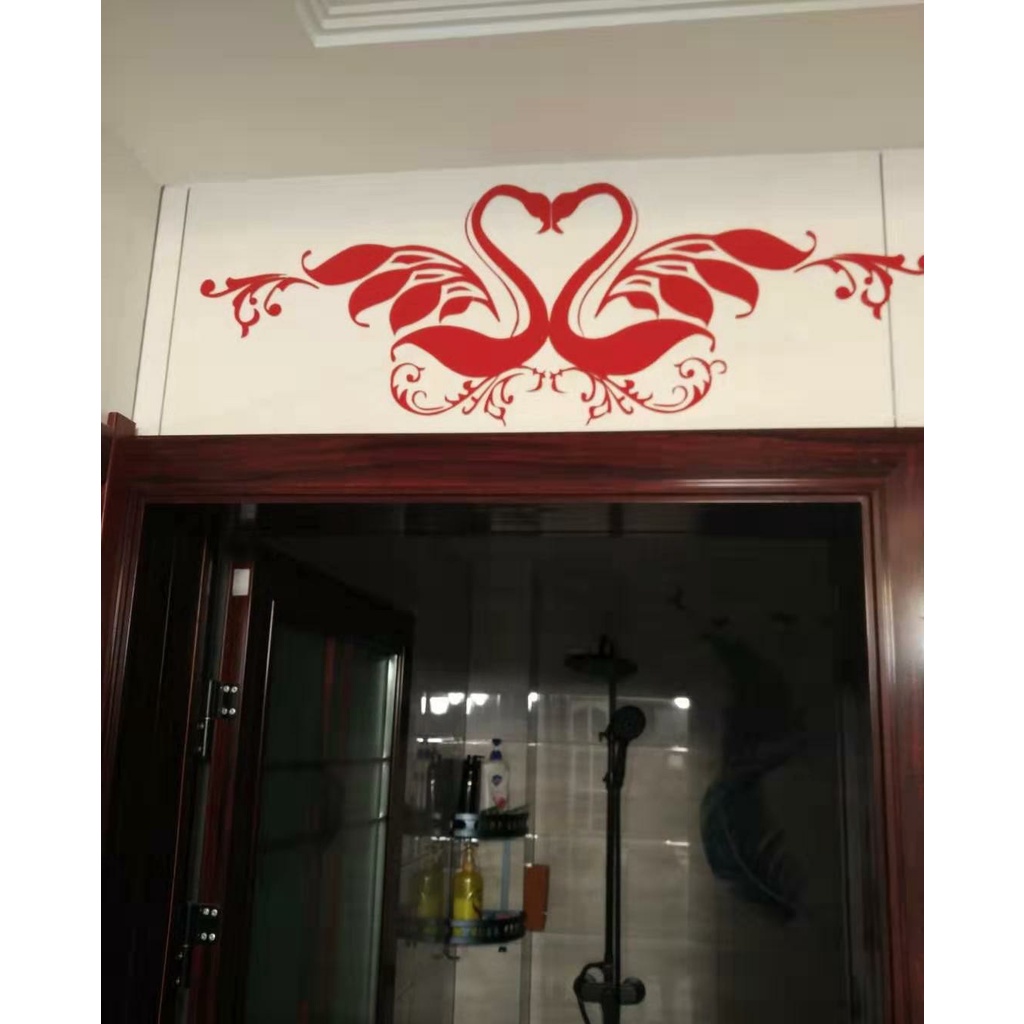 Tranh dán tường mica 3d decor khổ lớn cặp đôi thiên nga trang trí phòng cưới, phòng ngủ Nhiều Size - EPeBen