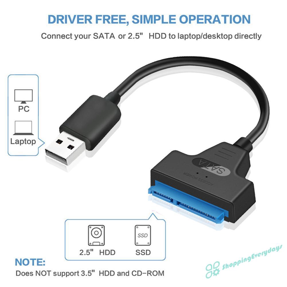 Cáp Chuyển Đổi Từ Cổng Usb 2.0 Sang Sata 22pin Cho Ổ Cứng Hdd Ssd 2.5in