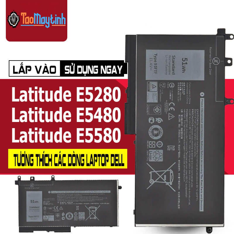 Pin Laptop Dell Latitude E5280 E5480 E5580 (Type 93FTF 51WH)