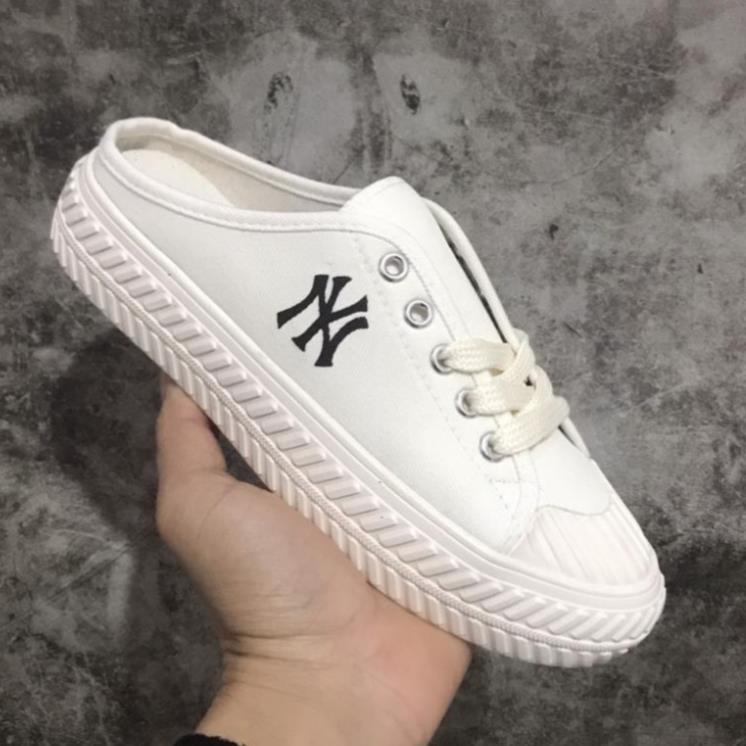 Giày lười Sục MLB ny đạp gót màu Trắng thể thao sneaker Hot Trend [Full box, Full bill]