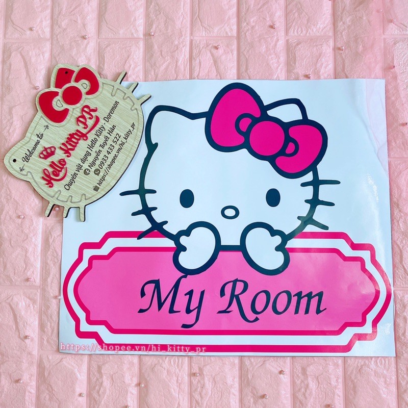 DECAL DÁN CỬA PHÒNG HELLO KITTY