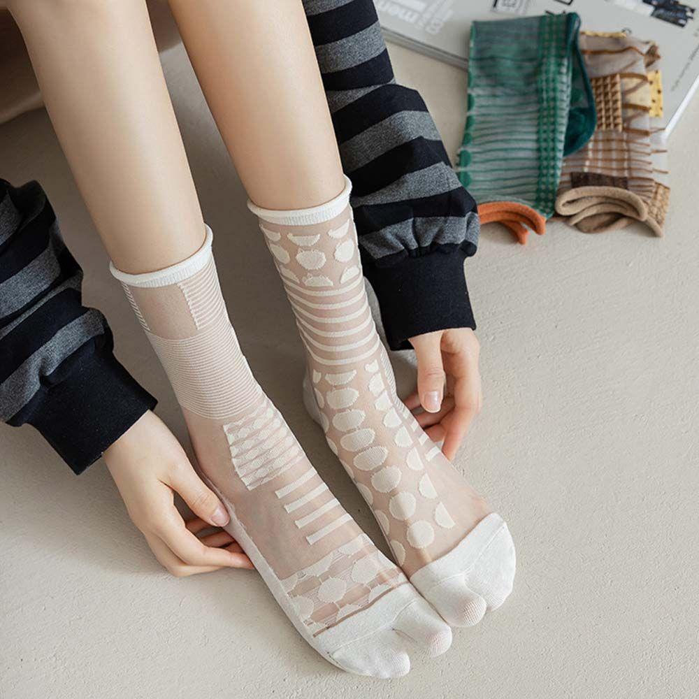 Vớ Dài Tách Ngón Co Giãn Họa Tiết Sọc Chấm Bi Dành Cho Hóa Trang