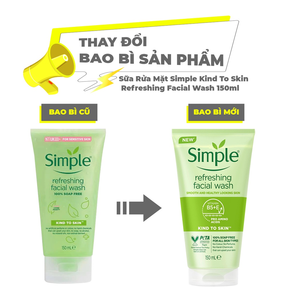 Gel Rửa Mặt Simple Dành Cho Da Nhạy Cảm 150ml