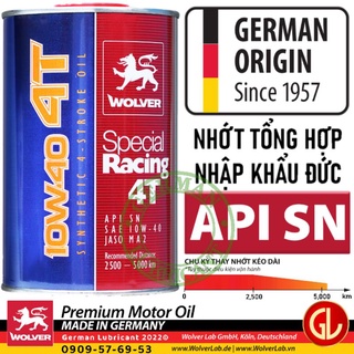 Dầu nhớt xe máy Wolver Special Racing 10W40 SN German Lubricant Nhập khẩu Đức