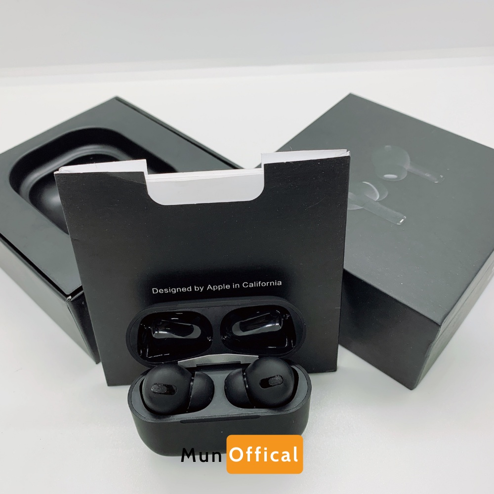Tai Nghe Bluetooth TWS PRO Đen Nhám Chống Ồn Sạc Không Dây  Định Vị Đổi Tên Tháo Tai Dừng Nhạc