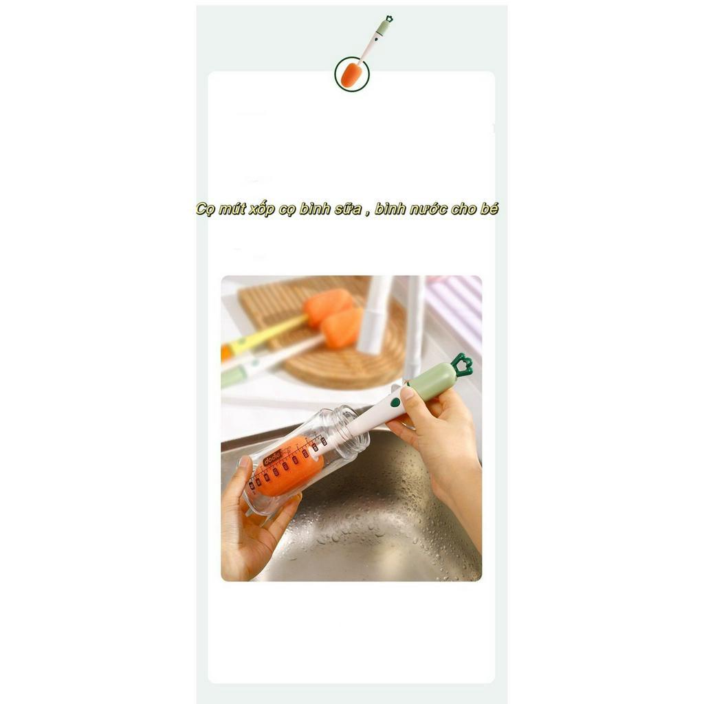 Cọ Rửa Bình Sữa 3 Trong 1 Đa Năng Hình Cà Rốt Cho Bé