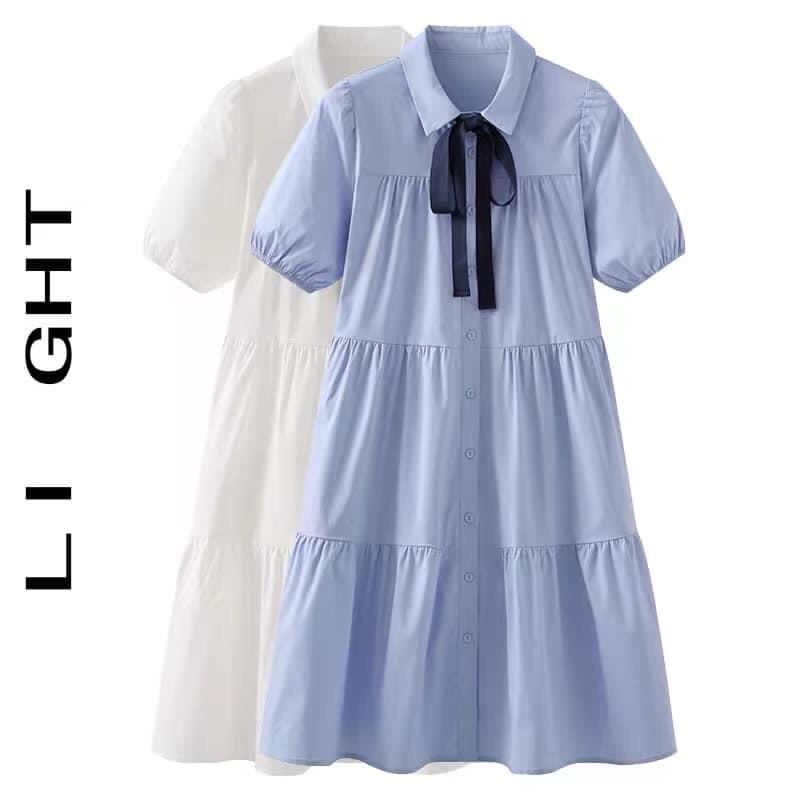 Váy babydoll sơ mi tầng dáng xoè phong cách ulzzang - Đầm sơ mi 3 tầng siêu xinh