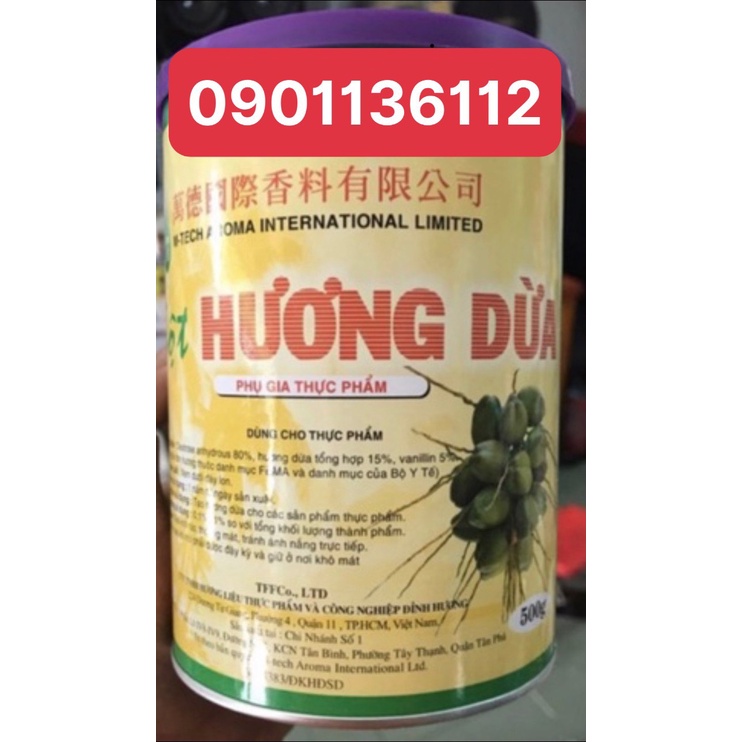 bột hương dừa màu vàng lon nửa ký - bột hương dừa hiệu trái dừa