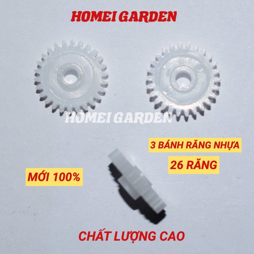 3 bánh răng nhựa 26 răng đường kính 14mm gắn với trục 3mm DIY - HM0035