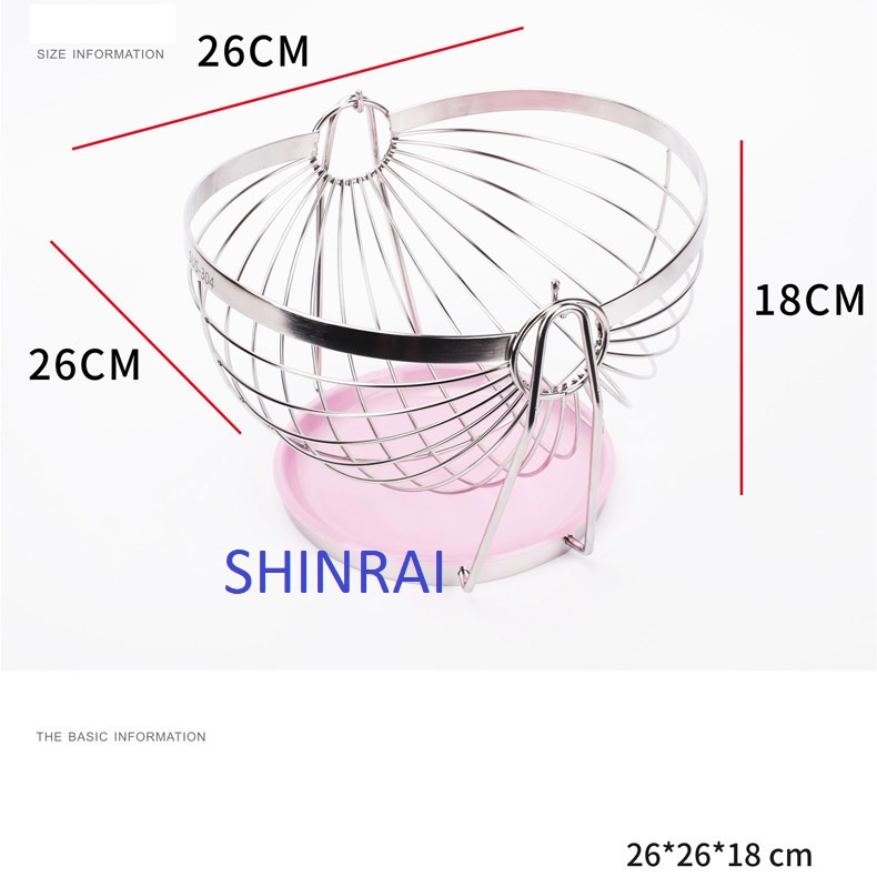 ( SHINRAI ) Giỏ Rổ Đựng Hoa Quả , Rau Củ Đa Năng INOX SUS304 Cao Cấp Có Khay Nhựa ABS Hứng Nước