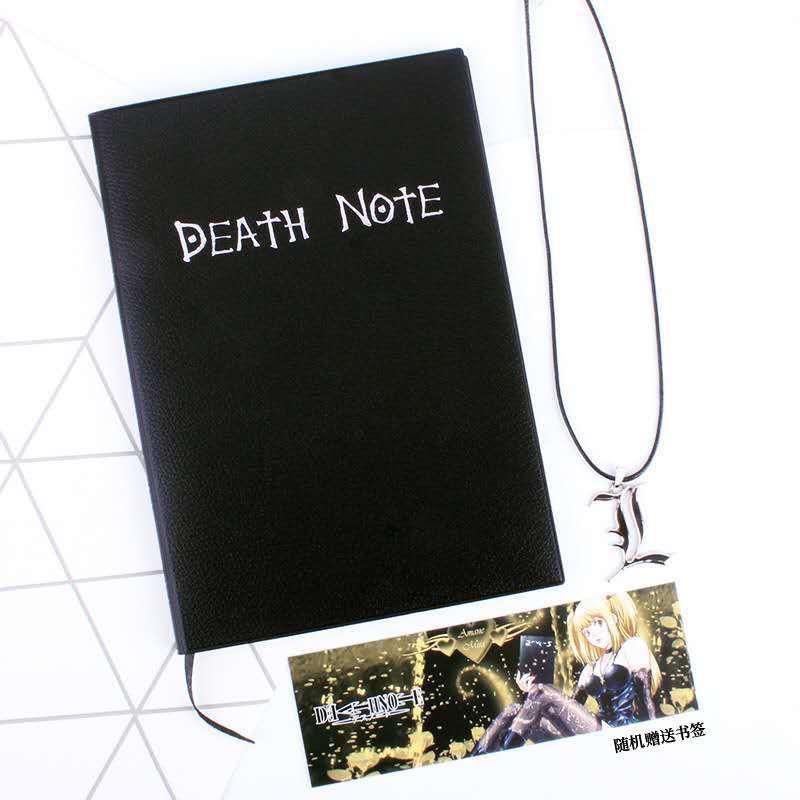Sổ tay bìa da in họa tiết anime death note kèm bút và dây chuyền (có bán lẻ)