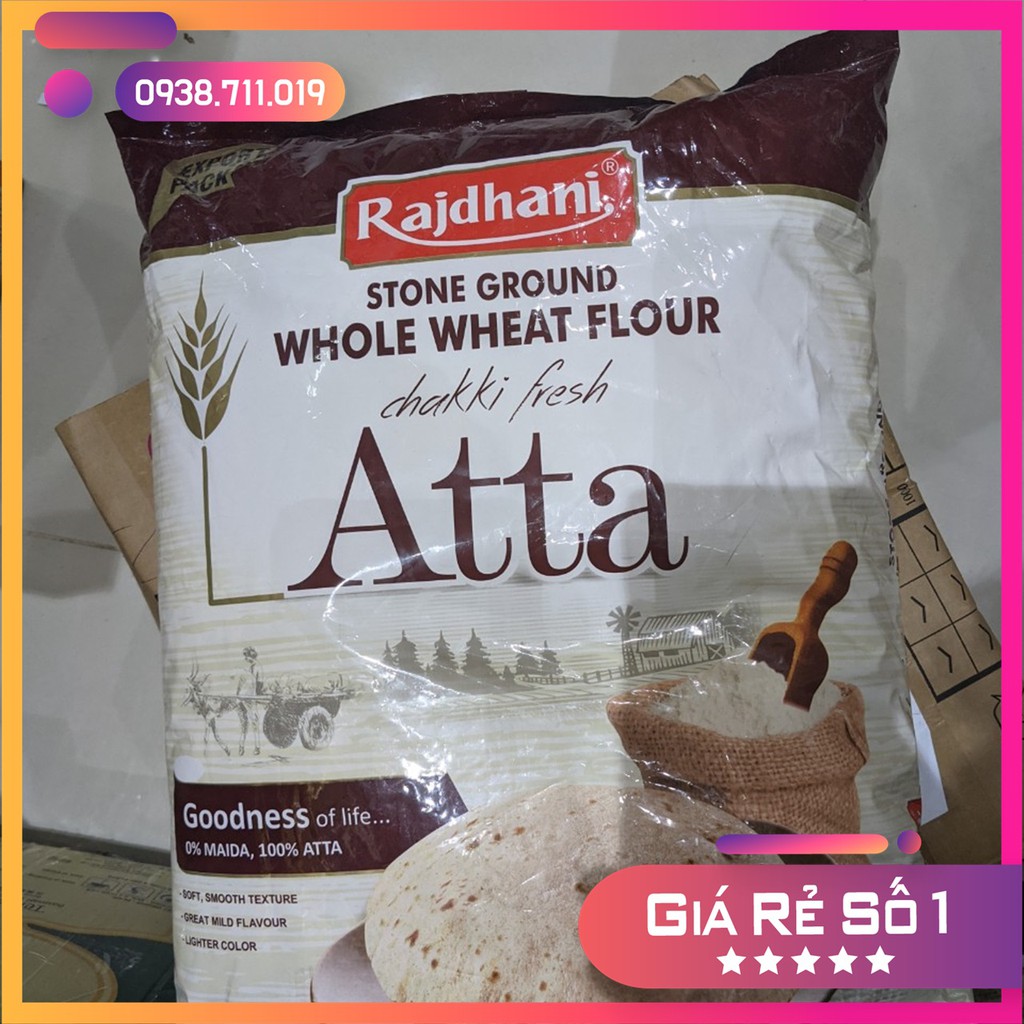 Bột mì nguyên cám Ấn Độ RAJDHANI Whole Wheat Flour  5kg