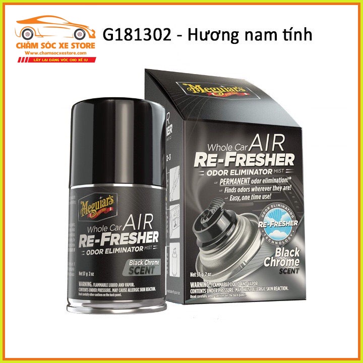 Xịt Khử Mùi Nội Thất Xe Hơi Mùi Hương Nam Tính Meguiar's Air Refesher - Black Chrome Scent (G181302) 57g chamsocxestore