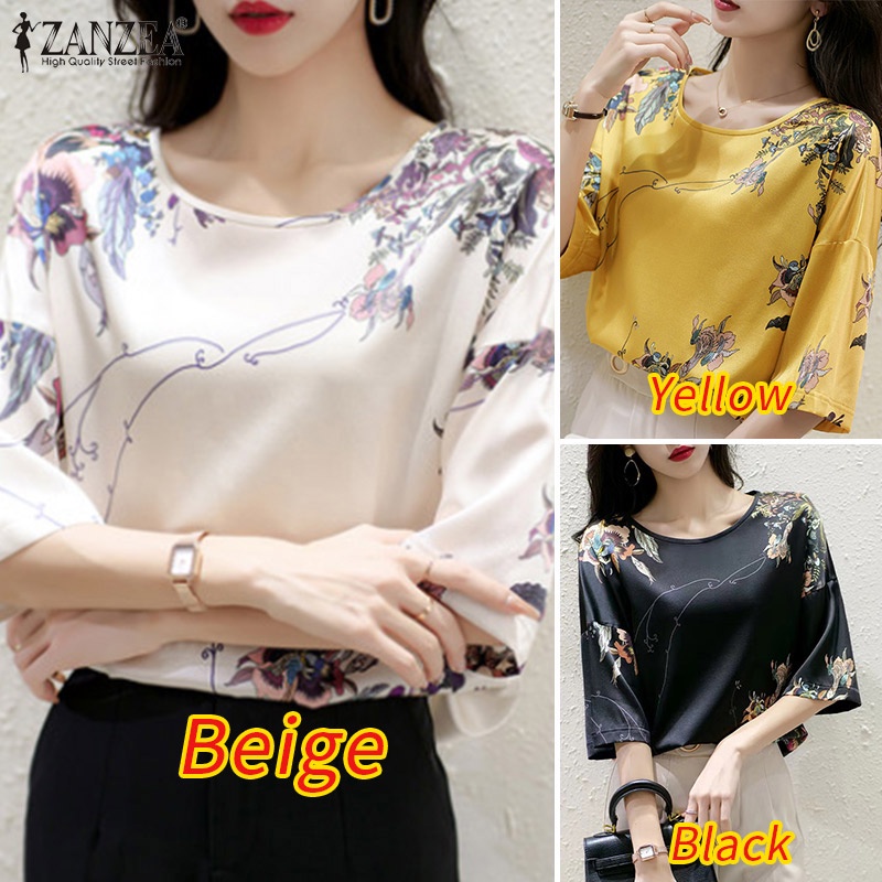 Áo sơ mi Zanzea tay lửng in hoa thời trang cổ điển cho nữ