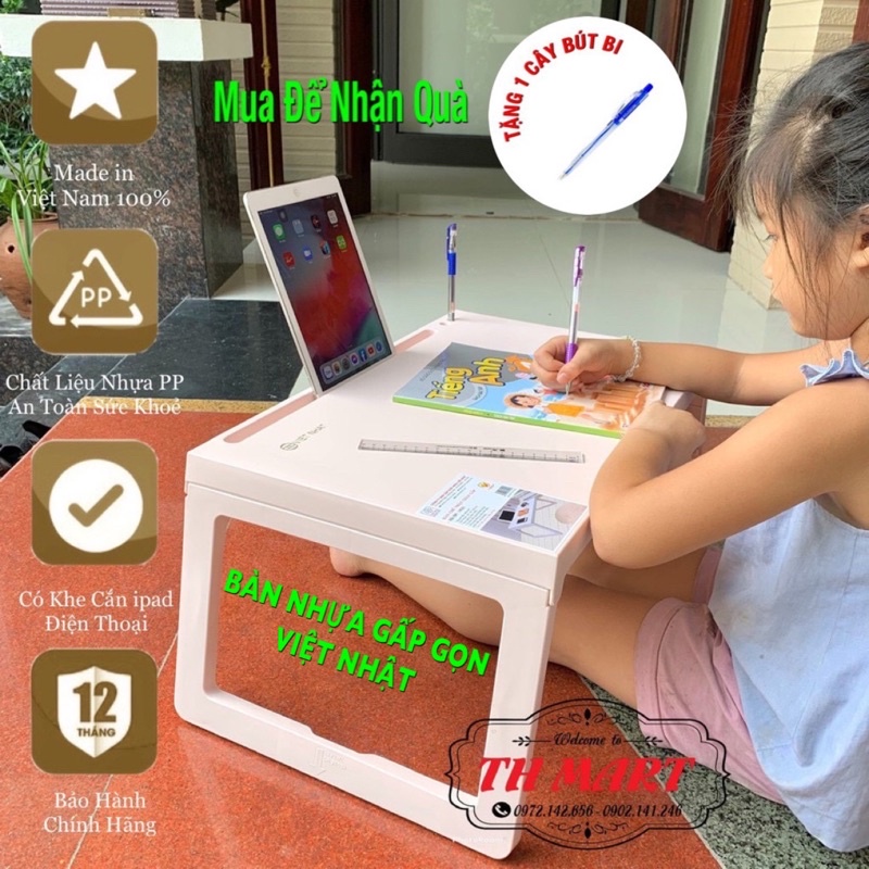 ❤XẢ LỖ❤️ bàn nhựa gấp ngọn, bàn học cho bé thông minh có khe cắm ipad - hàng chính hãng Việt Nhật Plastic