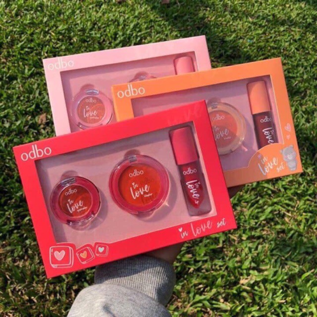 Set 3 Món- Phấn Mắt-Má-Môi Tiện Lợi Odbo In Love OD1038 | BigBuy360 - bigbuy360.vn