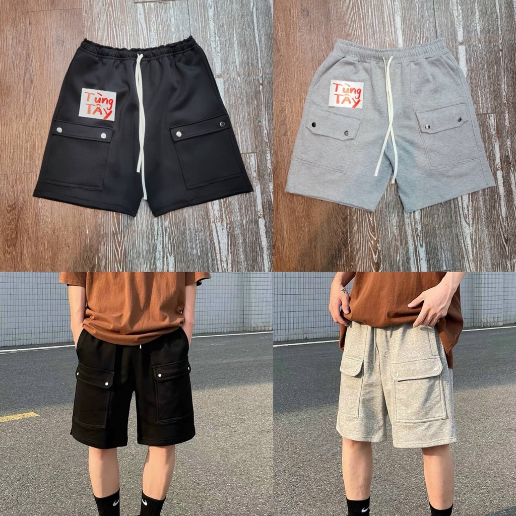 Quần Short Thun Túi Hộp  - Cargo Short Phối Kèm Cúc Bấm Phong Cách Streetwear Cực Dễ Phối Đồ