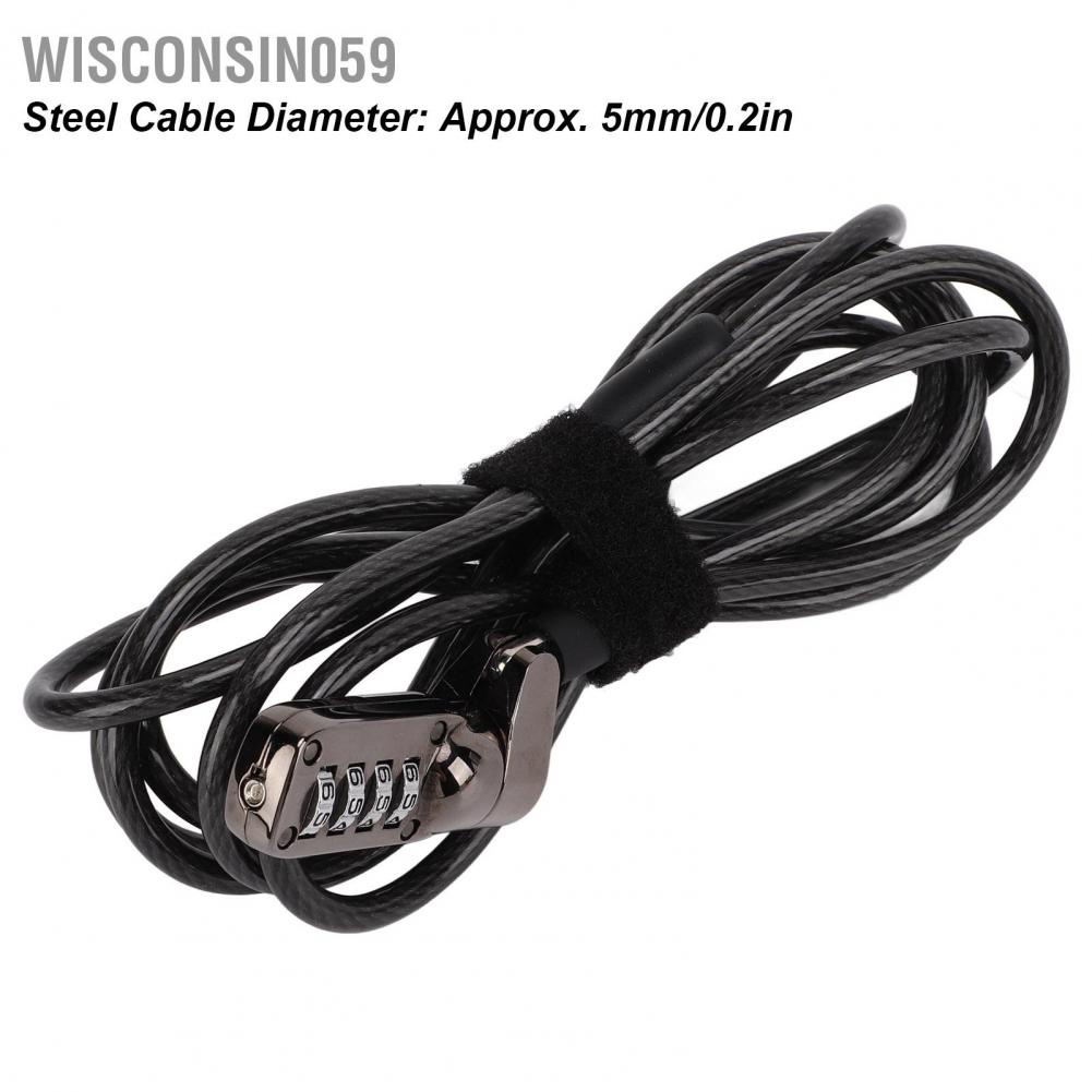 Wisconsin059 Computer Combination Cable Lock 4 Digit Password Universal Resettable Anti Theft for PC Desktop Projector LCD
