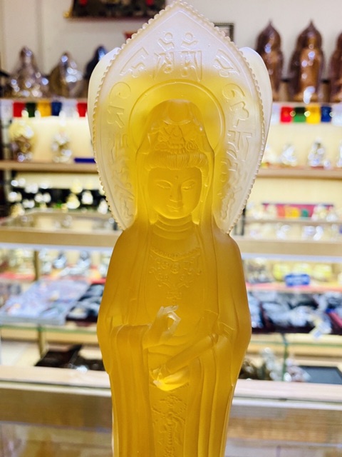 [PHÁP BẢO MINH CHÂU] Tượng Quan Âm Tam Diện - Lưu Ly 30cm - NHẬP KHẨU - ĐẸP TINH XẢO