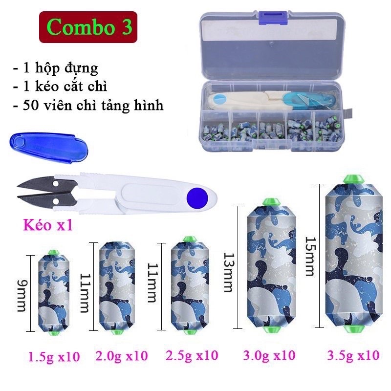 COMBO 50 VIÊN CHÌ LÁ CÂU ĐÀI +KÉO CẮT CHÌ SẮC LẸM ĐỦ SIZE