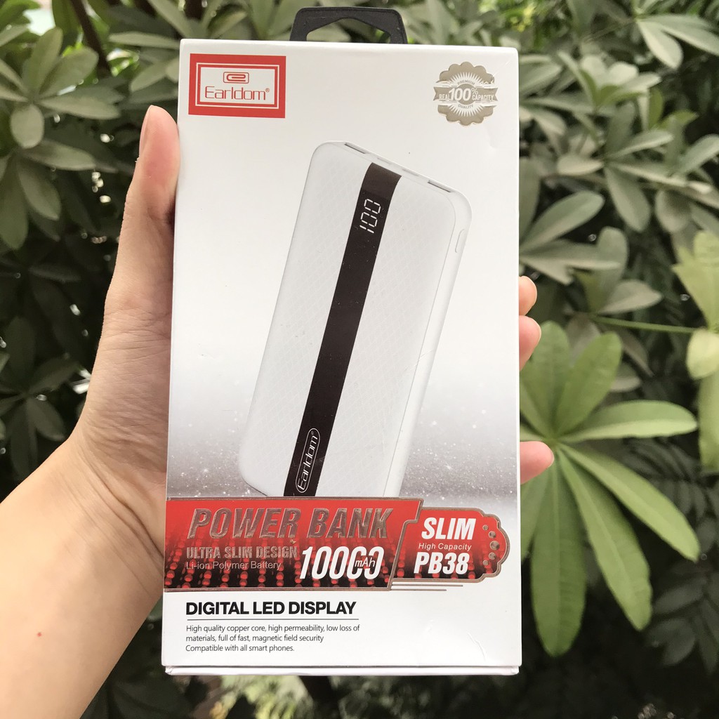 [BH 1 ĐỔI 1] [CHÍNH HÃNG] Sạc dự phòng 10.000mAh Earldom PB-38. An toàn, tiện lợi, sạc cho mọi điện thoại