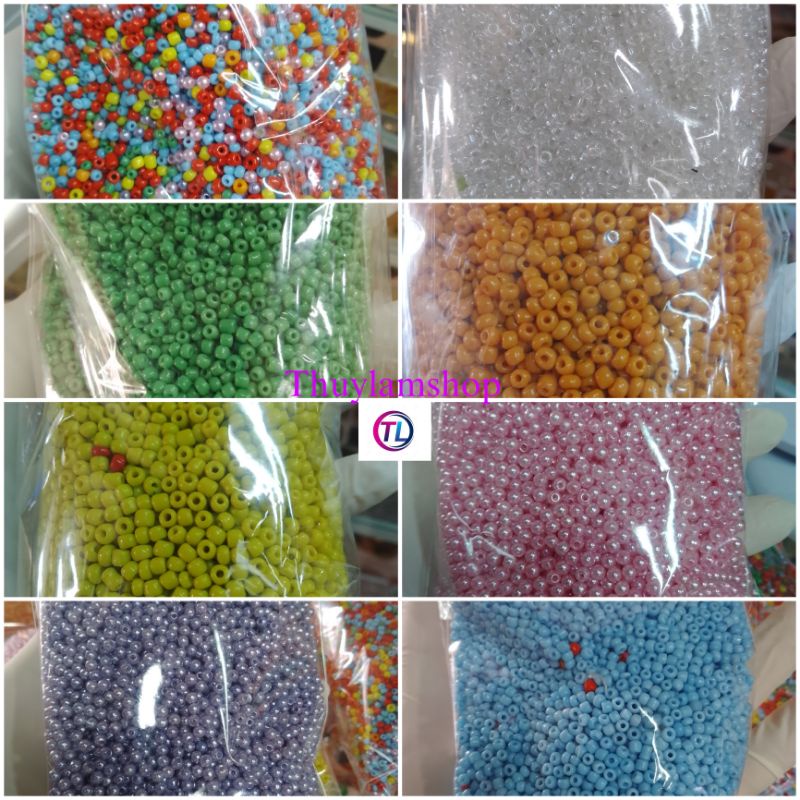 Túi 100g hạt nhựa Acrylic bẹt nhiều màu 3mm làm trang sức xỏ DIY handmade