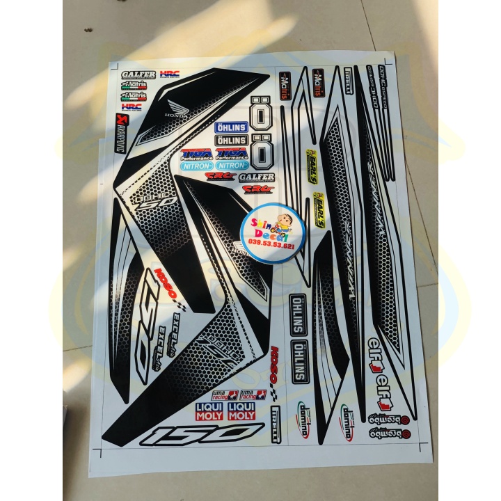 ( Quí khách vui lòng mang ra tiệm cho thợ dán ) Tem winner tổ ong trắng đen