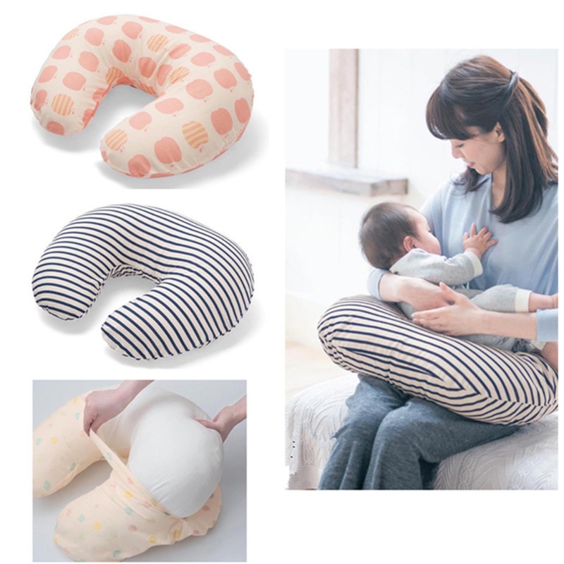 Gối Cotton Hình Chữ U Đa Năng Hỗ Trợ Mẹ Chăm Sóc Bé