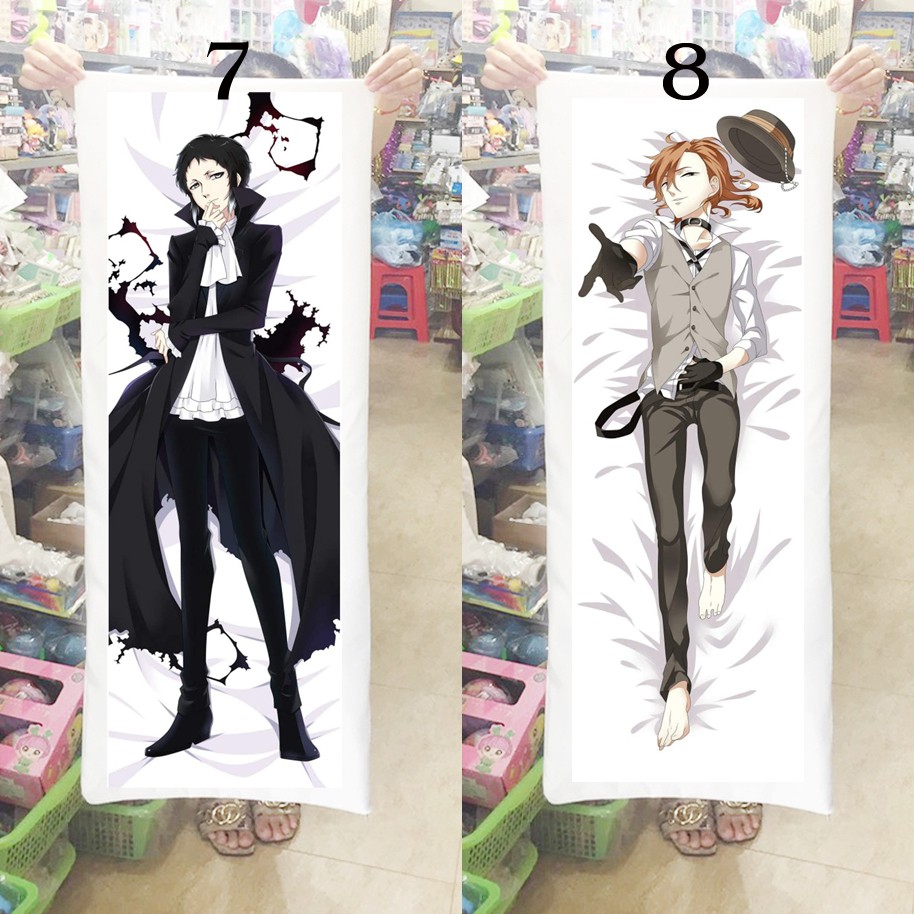 Gối ôm Gối ngủ Anime Bungou Stray Dogs Dazai Osamu,dongs chap,soukoku,...có ruột bông (Tặng 1 poster hoặc 1 huy hiệu)