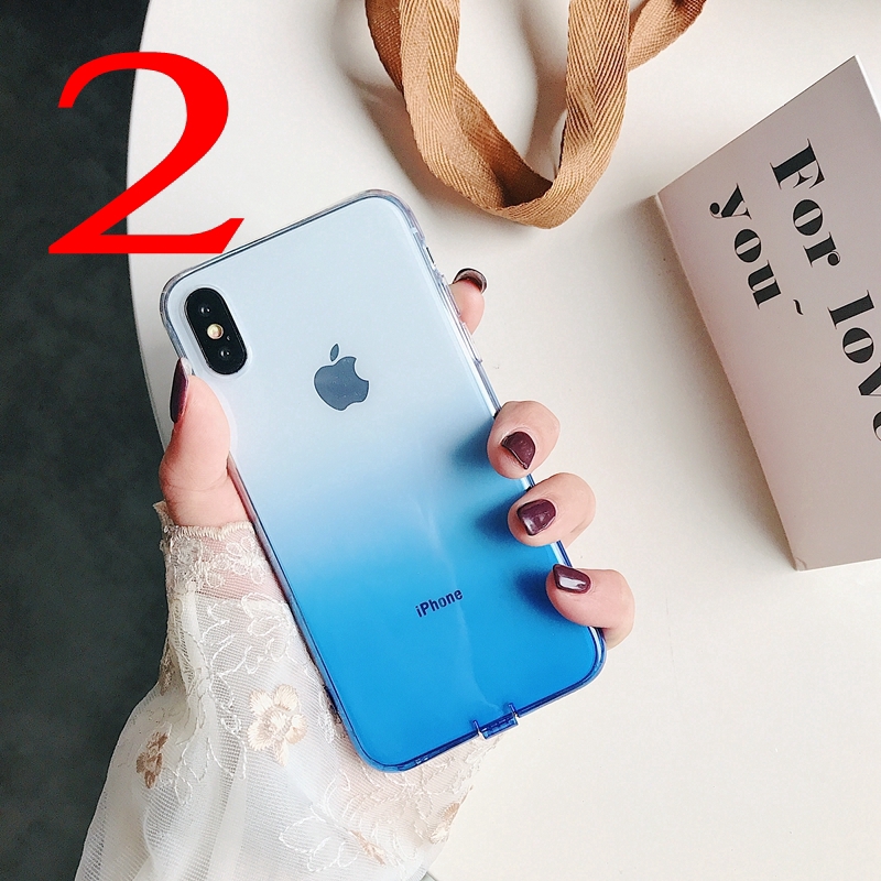 Ốp điện thoại nhựa dẻo trong suốt màu sắc ombre xinh xắn dành cho iPhone 6 6S 7 8 Plus X XS Max XR