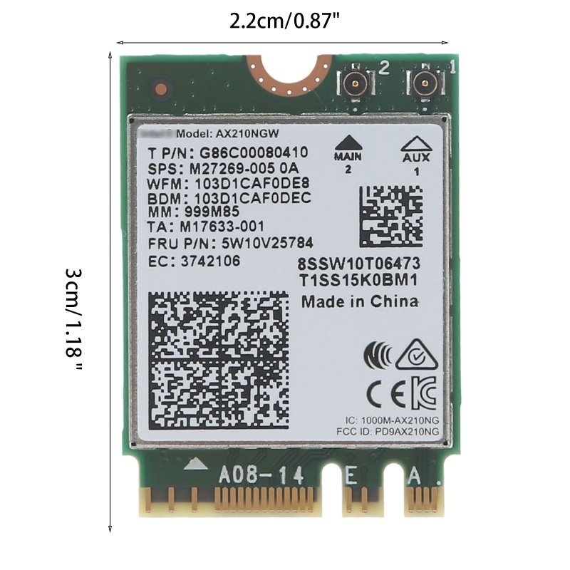 Thẻ WiFi 6E Không Dây NAMA AX210 2.4G / 5 / 6Ghz BT 5.2 NGFF Cho M.2