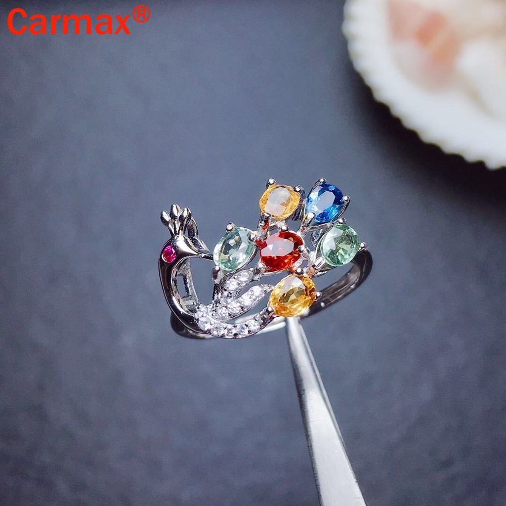 Nhẫn Hở Hình Chim Công Đính Đá Nhiều Màu Sáng Tạo Mới Cho Nữ