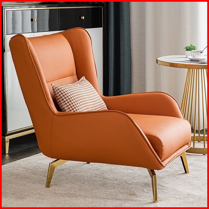 Ghế sofa đơn sofa lười kèm đôn gác chân, Ghế thư giãn đọc sách bọc da PU cao cấp