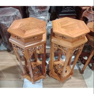 Đôn chiện lục lăng, Đôn lục lăng gỗ gõ đỏ cao 80cm mặt 32cm (1 cái)